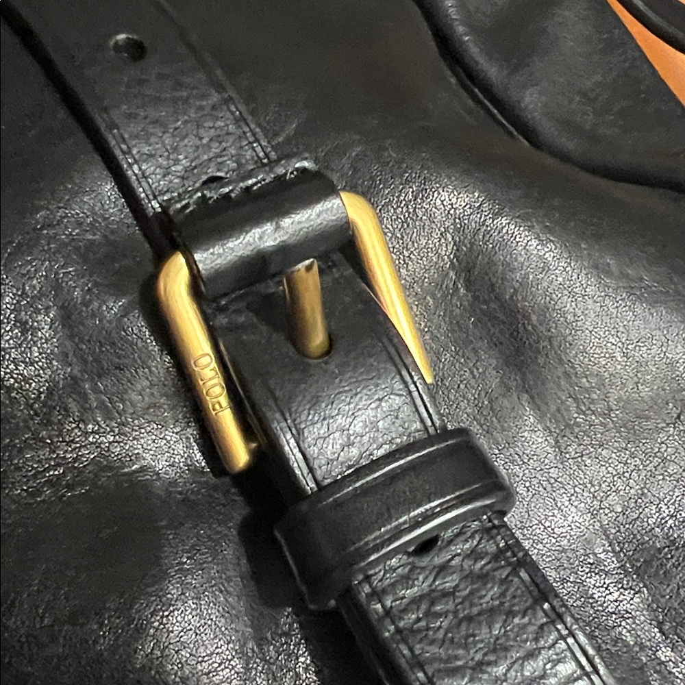Polo Ralph Lauren Black Leather Moto Bag. - Picture 11 of 13